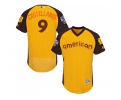 Men's Majestic Detroit Tigers #9 Nick Castellanos Yellow 2016 All-Star American League BP Authentic Collection Flex Base MLB Jersey