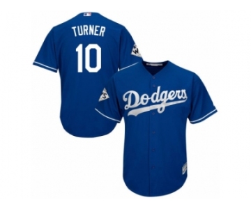 Los Angeles Dodgers #10 Justin Turner Replica Royal Blue Alternate 2017 World Series Bound Cool Base MLB Jersey