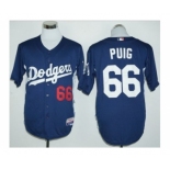 Los Angeles Dodgers #66 Yasiel Puig Navy Blue Cooperstown Stitched Baseball Jersey