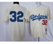 mlb los angeles dodgers #32 koufax cream m&n