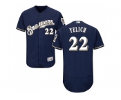 Men Milwaukee Brewers #22 Christian Yelich Navy Blue Flexbase Authentic Collection Stitched MLB Jersey
