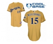 Men's Majestic Milwaukee Brewers #15 Will Middlebrooks Authentic Gold 2013 Alternate Cool Base MLB Jersey
