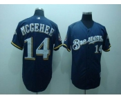mlb milwaukee brewers #14 mcgehee blue(40th patch)