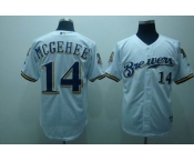 mlb milwaukee brewers #14 mcgehee white (40th patch)