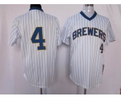 mlb milwaukee brewers #4 paul molitor 1982 m&n white(blue strip)