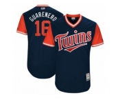 Men's 2017 Little League World Series Twins Ehire Adrianza #16 Guarenero Navy Jersey