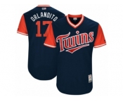 Men's 2017 Little League World Series Twins Jose Berrios #17 Orlandito Navy Jersey