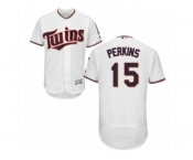 Men's Majestic Minnesota Twins #15 Glen Perkins White Flexbase Authentic Collection MLB Jersey