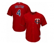 Men's Majestic Minnesota Twins #4 Paul Molitor Replica Scarlet Alternate Cool Base MLB Jersey