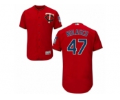 Men's Majestic Minnesota Twins #47 Ricky Nolasco Scarlet Flexbase Authentic Collection MLB Jersey