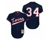 Men's Mitchell and Ness 1985 Minnesota Twins #34 Kirby Puckett Authentic Navy Blue Throwback MLB Jersey