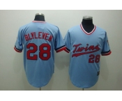 mlb minnesota twins #28 blvleven baby blue[cooperstown throwback]