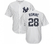 Men's Majestic New York Yankees #28 Austin Romine Authentic White Team Logo Fashion MLB Jersey