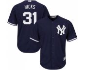 Men's Majestic New York Yankees #31 Aaron Hicks Replica Navy Blue Alternate MLB Jersey