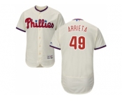 Men Philadelphia Phillies #49 Jake Arrieta Cream Flexbase Authentic Collection Stitched MLB Jersey
