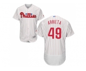 Men Philadelphia Phillies #49 Jake Arrieta White(Red Strip) Flexbase Authentic Collection Stitched MLB Jersey
