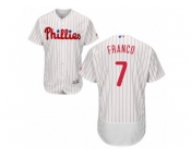 Men's Majestic Philadelphia Phillies #7 Maikel Franco White Red Strip Flexbase Authentic Collection MLB Jersey
