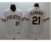 Men Pittsburgh Pirates #21 Roberto Clemente Majestic White Flexbase Authentic Collection Cooperstown Player Jersey