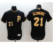 Men Pittsburgh Pirates #21 Roberto Clemente Majestic black Flexbase Authentic Collection Player Jersey
