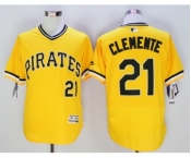 Men Pittsburgh Pirates #21 Roberto Clemente Majestic yellow Flexbase Authentic Collection Player Jersey
