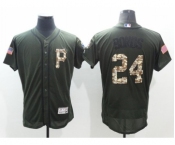 Men Pittsburgh Pirates #24 barry bonds Majestic Green Salute to Service Flexbase Authentic Collection Player Jersey