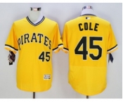 Men Pittsburgh Pirates #45 Gerrit Cole Majestic yellow Flexbase Authentic Collection Player Jersey