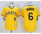 Men Pittsburgh Pirates #6 Starling Marte Majestic yellow Flexbase Authentic Collection Player Jersey