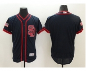 Men San Diego Padres Blank Majestic Navy 2016 Independence Day Stars & Stripes Flex Base Team Jersey
