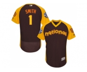 Men's Majestic San Diego Padres #1 Ozzie Smith Brown 2016 All-Star National League BP Authentic Collection Flex Base MLB Jerse