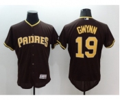 Men's San Diego Padres #19 Tony Gwynn Majestic Brown Alternate Home Authentic Collection Flex Base Player Jersey