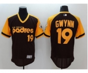 Men's San Diego Padres #19 Tony Gwynn Majestic Brown Alternate Home Authentic Cooperstown Collection Flex Base Player Jersey