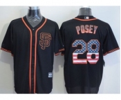 Men San Francisco Giants #28 Buster Posey Black USA Flag Fashion Stitched Baseball Jersey