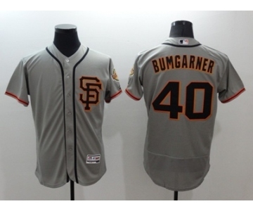 Men San Francisco Giants #40 Madison Bumgarner Majestic Gray Flexbase Authentic Collection Player Jersey
