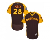 Men's Majestic San Francisco Giants #28 Buster Posey Brown 2016 All-Star National League BP Authentic Collection Flex Base MLB Jersey