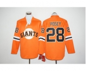 San Francisco Giants #28 Buster Posey Orange Long Sleeve Stitched Baseball Jersey