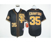 San Francisco Giants #35 Brandon Crawford Black whith Gold Cool Base Stitched MLB Jersey