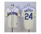 Men Seattle Mariners #24 Ken Griffey Cream New Cool Base2016 Hall Of Fame Patch Stitched Baseball Jersey