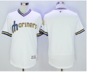 Men's Seattle Mariners Blank Majestic White Flexbase Authentic Collection Cooperstown Jersey