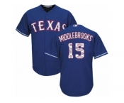 Men's Majestic Texas Rangers #15 Will Middlebrooks Authentic Royal Blue Team Logo Fashion Cool Base MLB Jersey