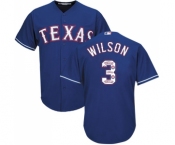 Men's Majestic Texas Rangers #3 Russell Wilson Authentic Royal Blue Team Logo Fashion Cool Base MLB Jersey
