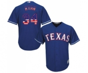 Men's Majestic Texas Rangers #34 Nolan Ryan Authentic Royal Blue USA Flag Fashion MLB Jersey