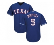 Men's Majestic Texas Rangers #5 Mike Napoli Authentic Royal Blue Team Logo Fashion Cool Base MLB Jersey