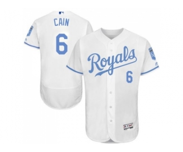 Kansas City Royals #6 Lorenzo Cain White Flexbase Authentic Collection 2016 Father's Day Stitched Baseball Jersey