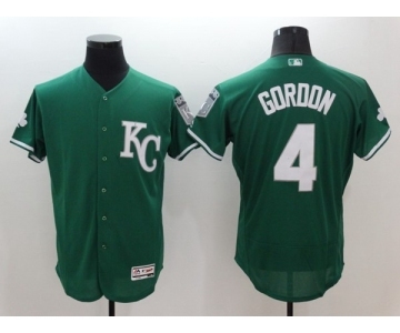 Men's Kansas City Royals #4 Alex Gordon Majestic Green Celtic Flexbase Authentic Collection Player Jersey