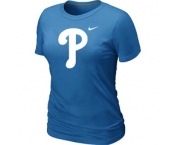 Women MLB Philadelphia Phillies Heathered L.blue Nike Blended T-Shirt