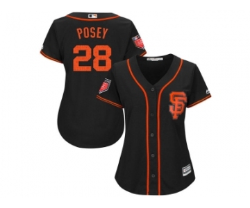 Women San Francisco Giants #28 Buster Posey Majestic Black 2018 Spring Training Cool Base Player Jersey