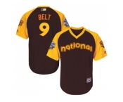 Youth Majestic San Francisco Giants #9 Brandon Belt Authentic Brown 2016 All-Star National League BP Cool Base MLB Jersey