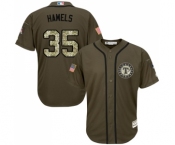 Youth Majestic Texas Rangers #35 Cole Hamels Authentic Green Salute to Service MLB Jersey