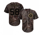 Youth Majestic Texas Rangers #58 Alex Claudio Authentic Camo Realtree Collection Flex Base MLB Jersey