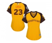 Women's Majestic Seattle Mariners #23 Nelson Cruz Authentic Yellow 2016 All-Star American League BP Cool Base MLB Jersey